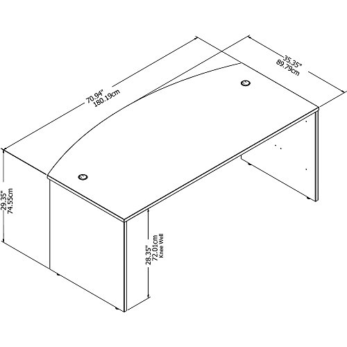 Bush Business Furniture Studio C 72W x 36D Bow Front Desk in Storm Gray