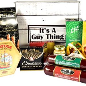 Gift Basket Village It's A Guy Thing, Gift Basket For Guys with Cheese, Sausage, Crackers and Sweets, 8 Piece Set, Original, 1 Count