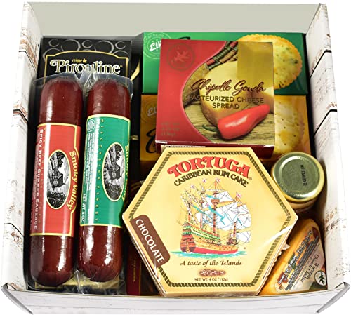 Gift Basket Village It's A Guy Thing, Gift Basket For Guys with Cheese, Sausage, Crackers and Sweets, 8 Piece Set, Original, 1 Count