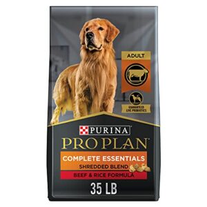 purina pro plan high protein dog food with probiotics for dogs, shredded blend beef & rice formula – 35 lb. bag