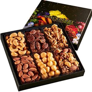holiday mixed nuts gift basket, in elegant box, gift set for easter, birthday party, sympathy, healthy gift snack box for men and women. kosher – snackberry (premium)