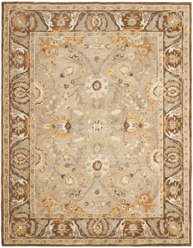 SAFAVIEH Anatolia Collection 8' x 10' Dark Grey / Brown AN558A Handmade Traditional Oriental Premium Wool Area Rug