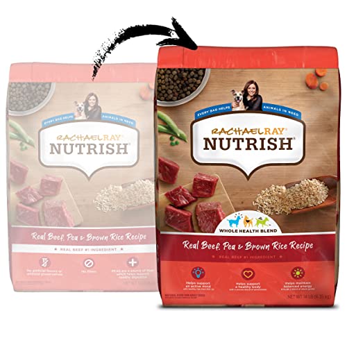 Rachael Ray Nutrish Premium Natural Dry Dog Food, Real Beef, Pea & Brown Rice Recipe, 14 Pounds (Packaging May Vary)