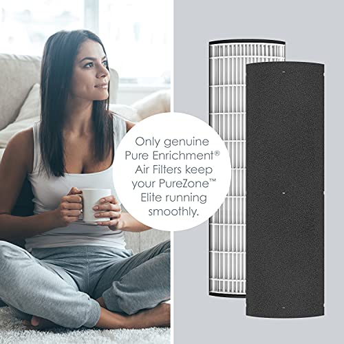 Pure Enrichment Genuine 2-in-1 True HEPA Replacement Filter for the PureZone Elite 4-in-1 Air Purifier - 2 Pack (PEAIRTWR)