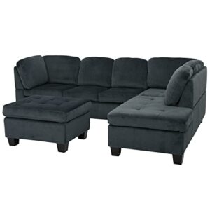 christopher knight home canterbury fabric sectional set, charcoal