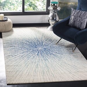 safavieh evoke collection 8′ x 10′ royal / ivory evk228a abstract burst non-shedding living room bedroom dining home office area rug
