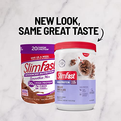 SlimFast Advanced Nutrition High Protein Meal Replacement Smoothie Mix, Creamy Chocolate, Weight Loss Powder, 20g of Protein, 12 Servings (Pack of 2) (Packaging May Vary)