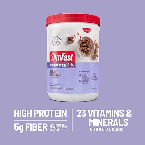 SlimFast Advanced Nutrition High Protein Meal Replacement Smoothie Mix, Creamy Chocolate, Weight Loss Powder, 20g of Protein, 12 Servings (Pack of 2) (Packaging May Vary)