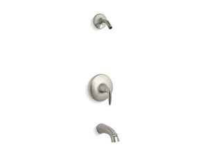 kohler tls45104-4-bn k-tls45104-4-bn alteo rite-temp bath and shower valve trim with lever handle and spout, less showerhead vibrant brushed nickel