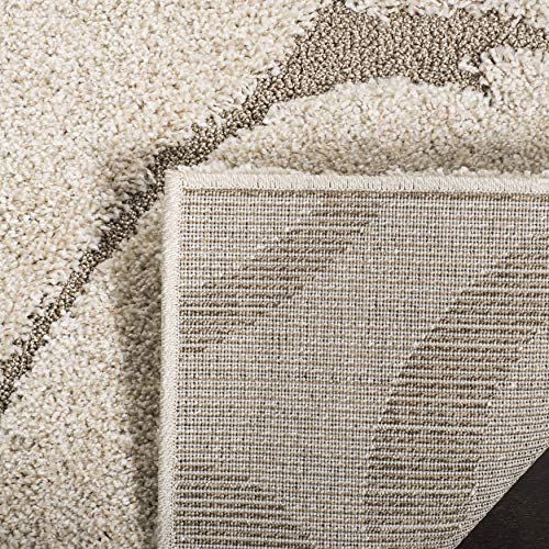 SAFAVIEH Florida Shag Collection 2'3" x 21' Cream/Beige SG455 Scrolling Vine Graceful Swirl Textured Non-Shedding Living Room Bedroom Dining Room Entryway Plush 1.2-inch Thick Runner Rug