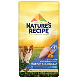 nature’s recipe grain free small breed dry dog food, chicken, sweet potato & pumpkin recipe, 4 pounds, easy to digest (package may vary)