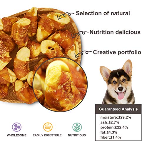 Jungle Calling Dog Treats, Skinless Chicken Wrapped Apple Treats, Gluten and Grain Free, Chewy Dog Bites for Balanced Nutrition, 10.6oz