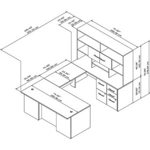 Bush Business Furniture Office 500 U Shaped Executive Desk with Drawers and Hutch, 72W, Storm Gray