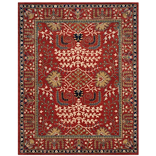 SAFAVIEH Antiquity Collection 8' x 10' Red / Multi AT64A Handmade Traditional Oriental Premium Wool Area Rug