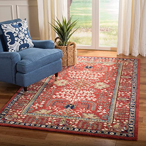 SAFAVIEH Antiquity Collection 8' x 10' Red / Multi AT64A Handmade Traditional Oriental Premium Wool Area Rug