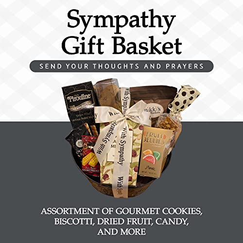 Sincere Sympathy and Condolence Gift Basket, Sympathy Food Basket for Loss of a Loved One, Gourmet & Beautifully Arranged Funeral Basket, Bereavement Care Package for Mourning and Grieving, by Nikki’s Gift Basket