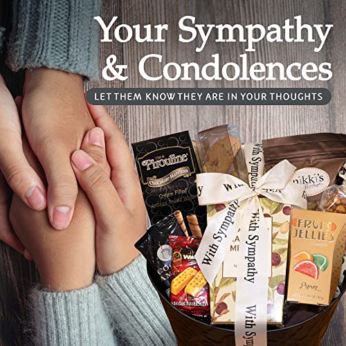 Sincere Sympathy and Condolence Gift Basket, Sympathy Food Basket for Loss of a Loved One, Gourmet & Beautifully Arranged Funeral Basket, Bereavement Care Package for Mourning and Grieving, by Nikki’s Gift Basket