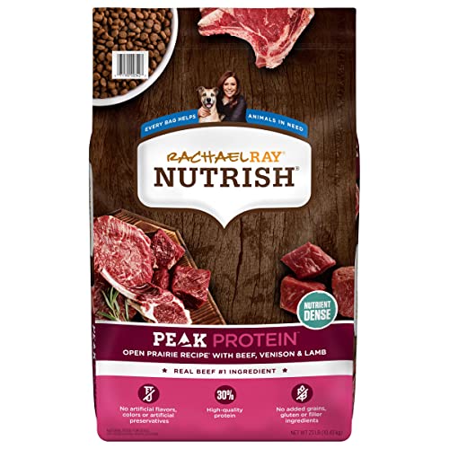 Rachael Ray Nutrish PEAK Natural Dry Dog Food, Open Prairie Recipe with Beef, Venison & Lamb, 23 Pounds, Grain Free (Packaging May Vary)