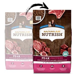 Rachael Ray Nutrish PEAK Natural Dry Dog Food, Open Prairie Recipe with Beef, Venison & Lamb, 23 Pounds, Grain Free (Packaging May Vary)