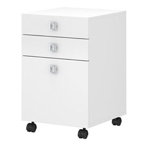 bush business furniture echo 3 drawer mobile file cabinet, pure white