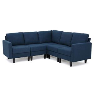 christopher knight home zahra fabric sectional couch, 5-pcs set, dark blue