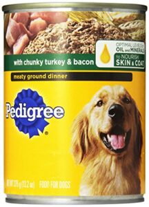 pedigree meaty ground dinner with chunky turkey and bacon canned dog food 13.2 ounces (pack of 24)