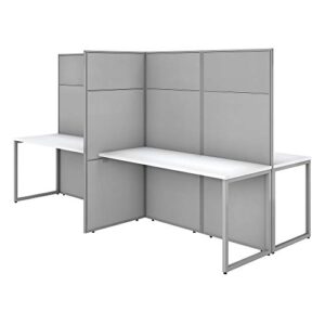 bush business furniture easy office 4 person cubicle desk workstation, 60w x 66h, pure white