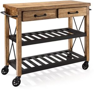 crosley furniture roots rack industrial rolling kitchen cart, natural