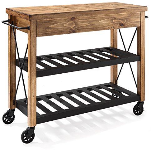 Crosley Furniture Roots Rack Industrial Rolling Kitchen Cart, Natural