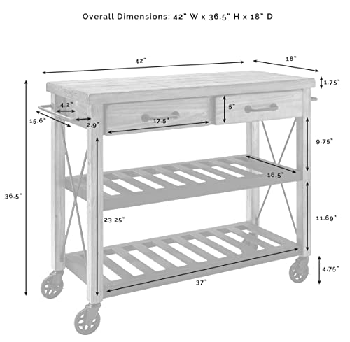 Crosley Furniture Roots Rack Industrial Rolling Kitchen Cart, Natural