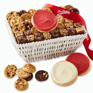 mrs. fields cookies sweet sampler basket – includes nibblers bite-sized cookies, brownie bars and frosted cookies
