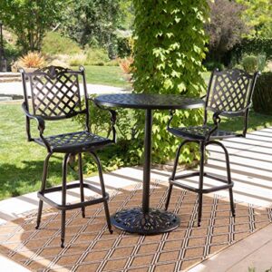 Christopher Knight Home Arlana Outdoor Cast Aluminum Bar Set, 3-Pcs Set, Shiny Copper Finish