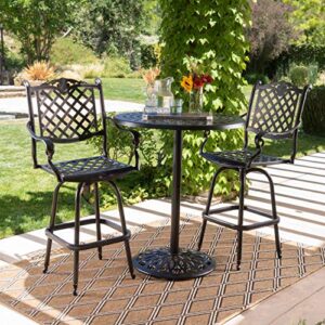 Christopher Knight Home Arlana Outdoor Cast Aluminum Bar Set, 3-Pcs Set, Shiny Copper Finish