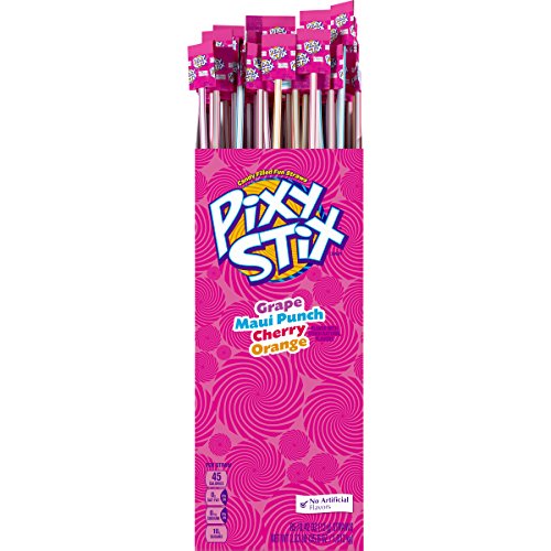 Pixy Stix Candy Filled Fun Straws, Grape, Maui Punch, Cherry & Orange Flavors, 0.42 oz (Pack of 85)