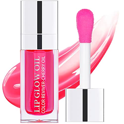 Yasovigi Hydrating Lip Oil Plumping Lip Tint Moisturizing Lip Gloss, Transparent Lip Balm Care Stick Nourishing Repairing Non-sticky, Moisture&Lighten Lip Lines (Cherry)