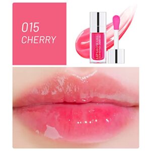 Yasovigi Hydrating Lip Oil Plumping Lip Tint Moisturizing Lip Gloss, Transparent Lip Balm Care Stick Nourishing Repairing Non-sticky, Moisture&Lighten Lip Lines (Cherry)