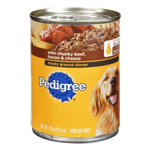 Pedigree Meaty Ground Dinner with Chunky Beef, Bacon and Cheese Dog Food 13.2 oz (1 Can)