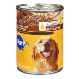 Pedigree Meaty Ground Dinner with Chunky Beef, Bacon and Cheese Dog Food 13.2 oz (1 Can)