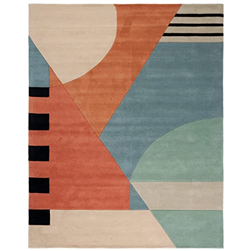 SAFAVIEH Rodeo Drive Collection 7'6" x 9'6" Gold RD863A Handmade Mid-Century Modern Abstract Wool Area Rug