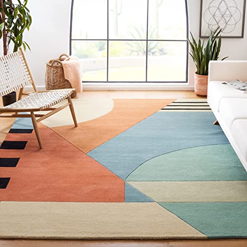 SAFAVIEH Rodeo Drive Collection 7'6" x 9'6" Gold RD863A Handmade Mid-Century Modern Abstract Wool Area Rug