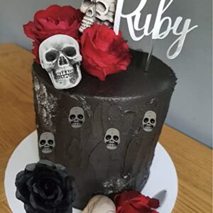 Gothic Rose Skull Cake Topper Till Death Do Us Part Cake Topper Gothic Wedding Party Decoration Halloween Skeleton Day Of The Death Black Rose Cake Decoration