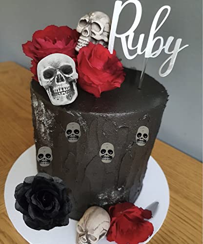 Gothic Rose Skull Cake Topper Till Death Do Us Part Cake Topper Gothic Wedding Party Decoration Halloween Skeleton Day Of The Death Black Rose Cake Decoration