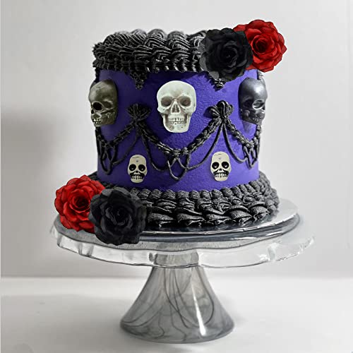 Gothic Rose Skull Cake Topper Till Death Do Us Part Cake Topper Gothic Wedding Party Decoration Halloween Skeleton Day Of The Death Black Rose Cake Decoration