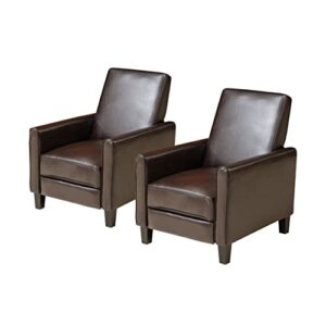 christopher knight home marshal contemporary bonded leather recliner (set of 2), brown and dark brown