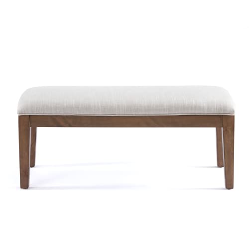 HUIMO Upholstered Entryway Bench, Bedroom Bench for End of Bed, Dining Bench with Padded Seat for Kitchen, Living Room, Fabric Solid Wood Indoor Bench (Beige)
