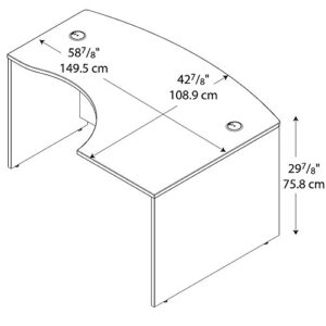 Bush Business Furniture Series C Collection 60W x 43D Right Hand L-Bow Desk Shell in Hansen Cherry