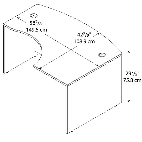 Bush Business Furniture Series C Collection 60W x 43D Right Hand L-Bow Desk Shell in Hansen Cherry
