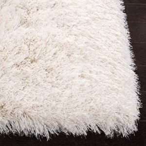 SAFAVIEH Venice Shag Collection 8' x 10' Pearl SG256P Handmade Glam 3-inch Extra Thick Area Rug