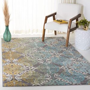 safavieh evoke collection 3′ x 5′ grey/ivory evk230d medallion damask non-shedding living room bedroom accent rug
