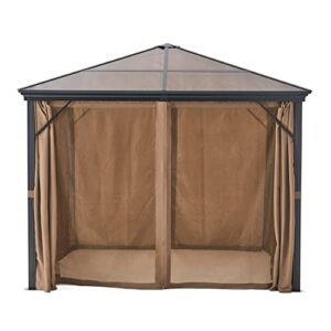 Christopher Knight Home Aruba Outdoor Aluminum Framed Gazebo with Hardtop, 10' x 10', Brown / Black